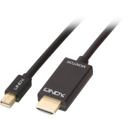 Cablu video LINDY Mini DisplayPort v1.2 Male - HDMI v1.4a Male, 3m, Negru