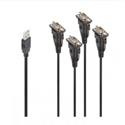 Cablu Lindy LY-42675, USB-A - 4x Serial 4-pin, 0.94m, Black