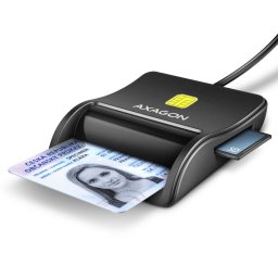 Cititor de carduri USB-A 2.0 la Smart Card/carte identitate + SD/microSD/SIM, Axagon CRE-SM3SD