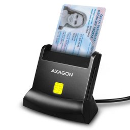 Stand/Cititor de carduri USB-A 2.0 la Smart Card/carte identitate + SD/microSD/SIM, Axagon CRE-SM2