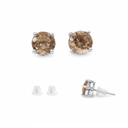 Cercei Cuart Fumuriu rotund fatetat 7x7x15 mm cu Argint 925 pentru protectie si stabilitate – 1 Pereche