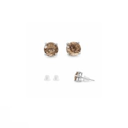 Cercei Cuart Fumuriu rotund fatetat 3x3x15 mm cu Argint 925 pentru protectie si calm interior – 1 Pereche