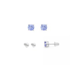 Cercei Tanzanit rotund fatetat 3x3x15 mm cu Argint 925 pentru inspiratie spirituala – 1 Pereche