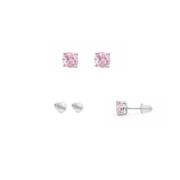 Cercei Cuart Roz rotund fatetat 4x4x15 mm cu Argint 925 pentru armonie emotionala – 1 Pereche