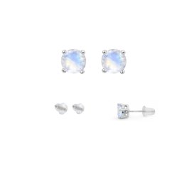 Cercei Piatra Lunii Rainbow rotund fatetat 6x6x15 mm cu Argint 925 pentru intuitie si feminitate – 1 Pereche