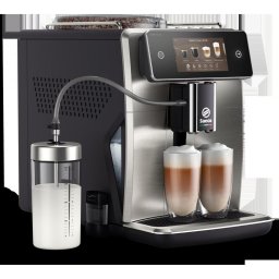 Espressor Saeco SM8785/00, 22 tipuri de cafea, 8 profiluri, Ecran color 5.4", Conexiune WI-FI, Tehnologie CoffeMaestro, Argintiu/Negru