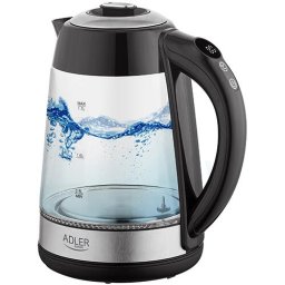 Fierbator Adler AD 1285 Kettle, Electric, Power 2200W, Capacity 1.7 L, Glass, Grey