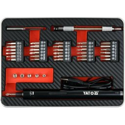 Surubelnita de precizie, cu acumulator Yato YT-27930, inclus 39 biti, Cr-V, 3.6V, 450mAh
