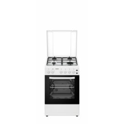HFSC-S50LITGWH, 4 arzatoare, Dispozitiv de siguranta plita si cuptor, Timer, Gril, Duze GPL, Alb