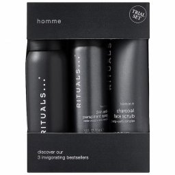 Set Rituals Homme, spumă duș + antiperspirant + exfoliant față cu cărbune