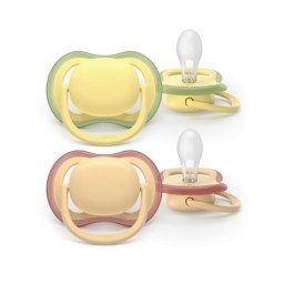 Set 2 suzete Philips Avent Ultra Air SCF087/07 care lasa pielea bebelusului sa respire, ortodontice, fara BPA, 0-6 luni, colorat,maro-bej