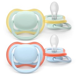 Set 2 suzete Philips Avent Ultra Air SCF087/01 care lasa pielea bebelusului sa respire, ortodontice, fara BPA, 0-6 luni, colorat
