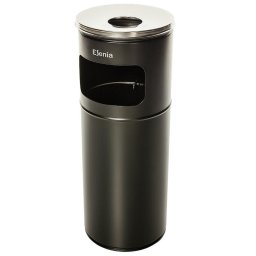 Cos gunoi cu scrumiera inox 27 litri Esenia negru cu suport sac gunoi