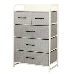 Mobilier interior COMODA 5 SERTARE TEXTILE / 58X29X99CM - GRI/ALB