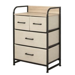 Mobilier interior COMODA 4 SERTARE TEXTILE / 58X29X79CM - BEJ/NEGRU