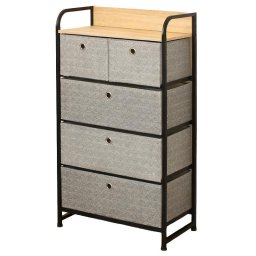 Mobilier interior COMODA 5 SERTARE TEXTILE / 58X29X99CM - GRI/NEGRU
