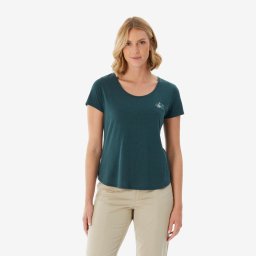 Tricou de drumeție NH500 Verde Damă