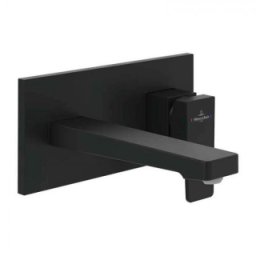 Baterie lavoar perete Villeroy&Boch Architectura Square, cu ventil click-clack, negru mat