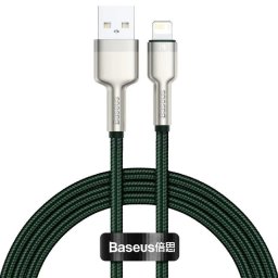 CABLU alimentare si date Baseus Cafule Metal, Fast Charging Data Cable pt. smartphone, USB la Lightning Iphone 2.4A, 2m, verde