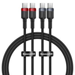 Cablu de Date Type-C to Type-C, Fast Charging 100W, 480Mbps, 1m (set 2) - Baseus (P10318306003-00) - Black/Red, Black/Grey