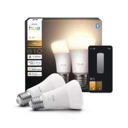 Set 2 becuri LED dimabile Philips Hue White, soclu E27, 7W, 230V, 2700K