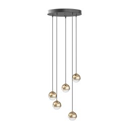 Open Design OR85518 - Lustra LED suspendată pe cablu BOLICINA, 5xLED/5W/230V, auriu/negru