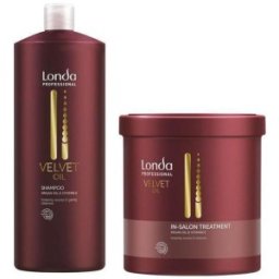 Pachet Londa Professional Velvet Oil, Sampon 1000 ml, Masca 750 ml, cu Ulei de Argan