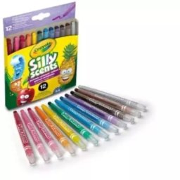 Silly Scents Crayola: Set de 12 creioane cerate cu miros, cu șurub de prindere.