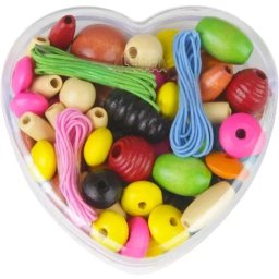 Lena: mărgele din lemn în cutie de lemn - diferite