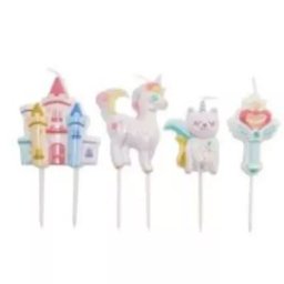 Set de lumânări petrecere unicorn - 4 bucăți