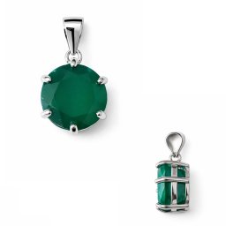 Pandantiv Onix Verde rotund fateta 19x11 mm Argint 925 cadou cu semnificatie 1 Buc