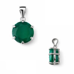 Pandantiv Onix Verde rotund fatetat 17x9 mm Argint 925 accesoriu elegant 1 Buc