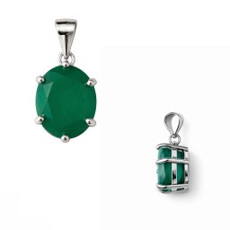 Pandantiv Onix Verde Oval fatetat 18x8 mm Argint 925 pentru echilibru interior 1 Buc
