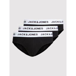 Jack & Jones Underwear barbati, Set 3 perechi de chiloti, banda cu logo, Negru (SELECTATI MARIMEA: M)