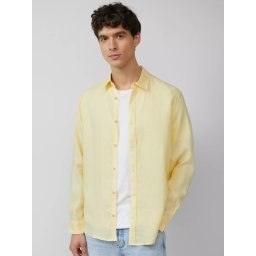 s.Oliver Camasa barbati cu maneca lunga, din in, Regular fit, Galben (SELECTATI MARIMEA: XL)