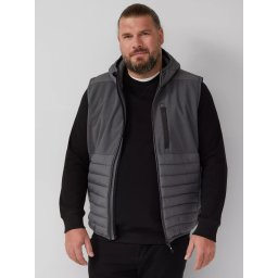 s.Oliver Big Sizes Vesta sport barbati, pentru exterior cu gluga si croiala Regular fit, Gri inchis (SELECTATI MARIMEA: 3XL)
