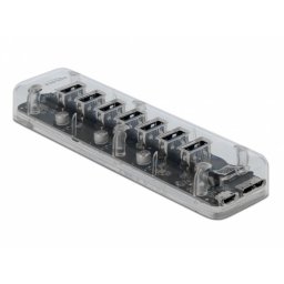 HUB 3.2 cu 7 x USB 3.0-A alimentare USB Transparent, Delock 64088