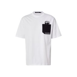 Karl Lagerfeld Tricou 'Ikon Peek-A-Boo' negru / alb