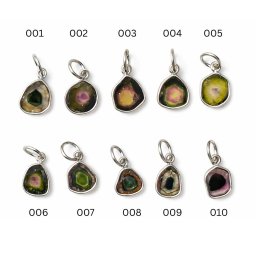 Pandantiv Turmalina Pepene (Watermelon) Neregulata 14-15 x 6-7 x 2 mm Argint 925 pentru echilibru emotional 1 Buc