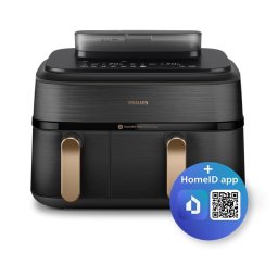Friteuza Airfryer Seria 5000 NA552/00, 2 cosuri de gatit, capacitate 9L