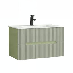 Trent 80 mobilier de baie inferior cu chiuvetă ceramică (2 sertare) verde fistic-verde măsline