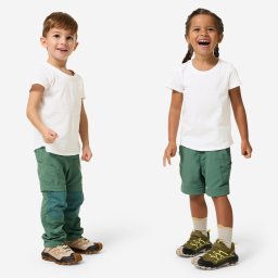 Pantalon modulabil de drumeție pentru copii de 2-6 ani, MH500 Verde