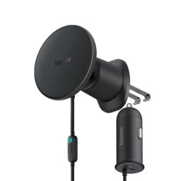 Suport de Telefon Magnetic 15W, Adaptor Bricheta 12V + Cablu 25W - Baseus (C40141000111-00) - Black