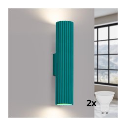 Brilagi - Aplica de perete LED CRESTO 2xGU10/10W/230V 30 cm turcoaz