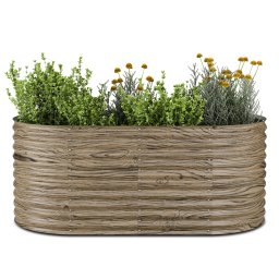 Blumfeldt High Grow pat ridicat | 1.169 L | ergonomic | rezistent la intemperii | structură deschisă a bazei | oval (GDMB4-BL-HG-Wood-200)
