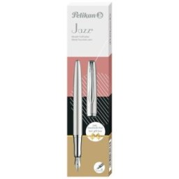 Stilou Jazz Noble Elegance, Culoare Silver + Patron Cerneala Inclus, in Cutie Tip Cadou