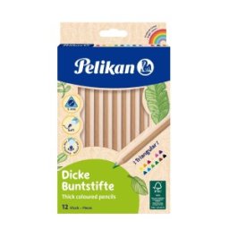 Creioane Colorate, Triunghiulare, Groase, 12 Bucati, Pelikan