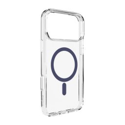 Husa Puro Lite Mag TPU+PC Case Compatible with MagSafe for iPhone 17 Pro - Transparent with Blue Ring