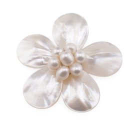 Pandantiv floare Sidef alb si Perle de cultura - 42mm