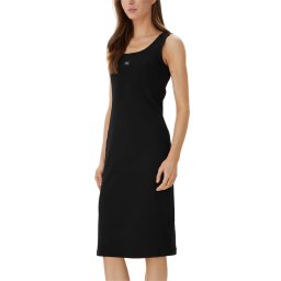 CALVIN KLEIN Rochie Sl Baby Rib Woven Label Square LV047F257G UB1 black